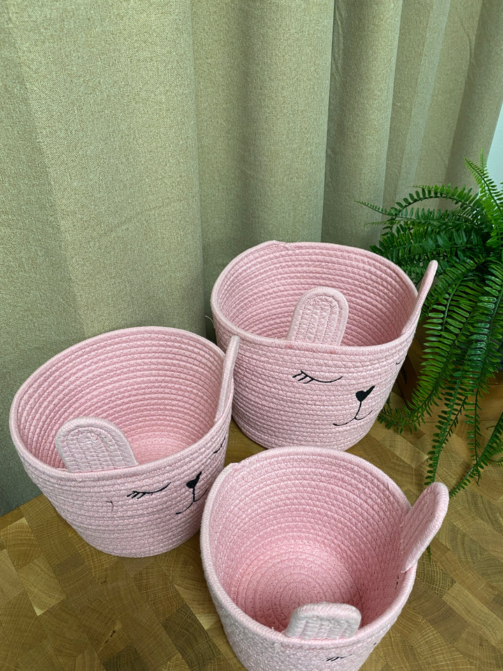 Kurvesæt med ører - 3 dele rosa