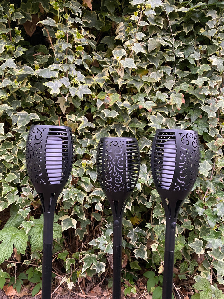 Conzept - solcellsficklampa med mönster 78 cm i svart