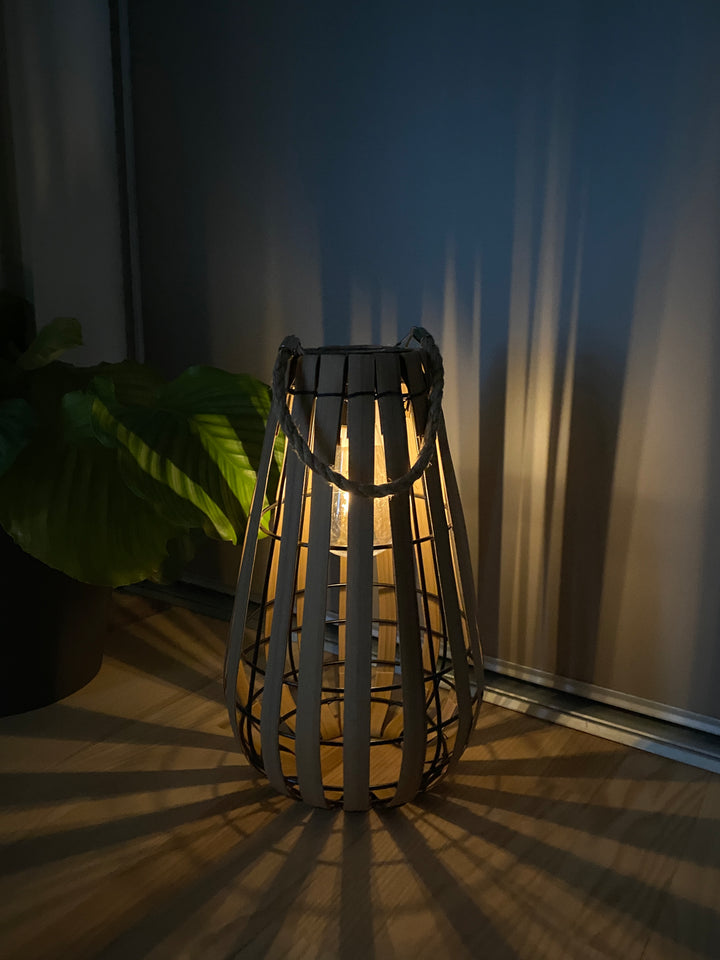 Solcellslykta med glödlampa - 33 cm i brunt