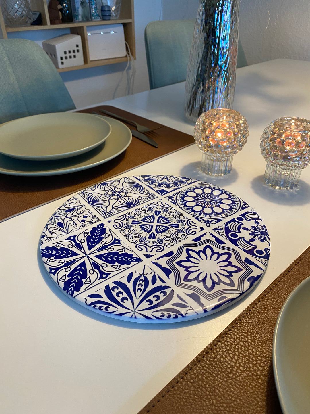 Bordskåner i keramik med kork bund Ø 25 cm - ass. motiv