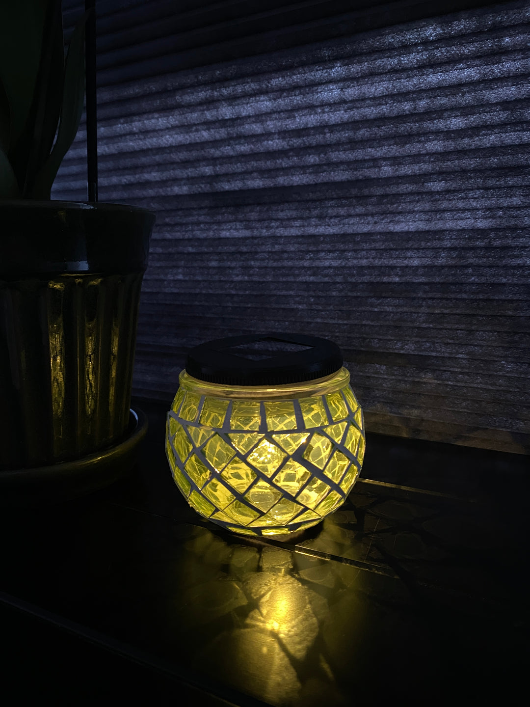 Solcellslampa mosaik Ø10xH9 cm grön