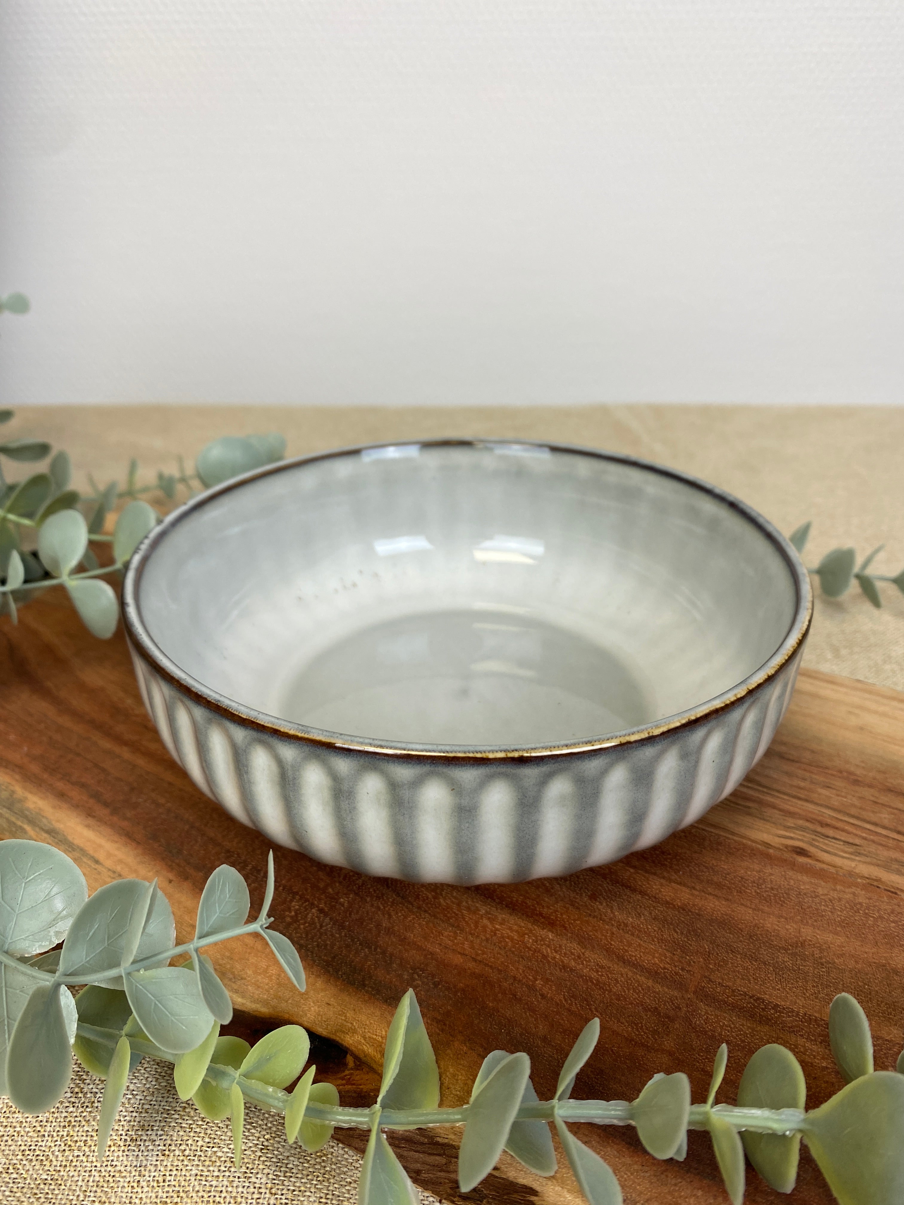 Skål med riller lys grå/mørk grå - Lille