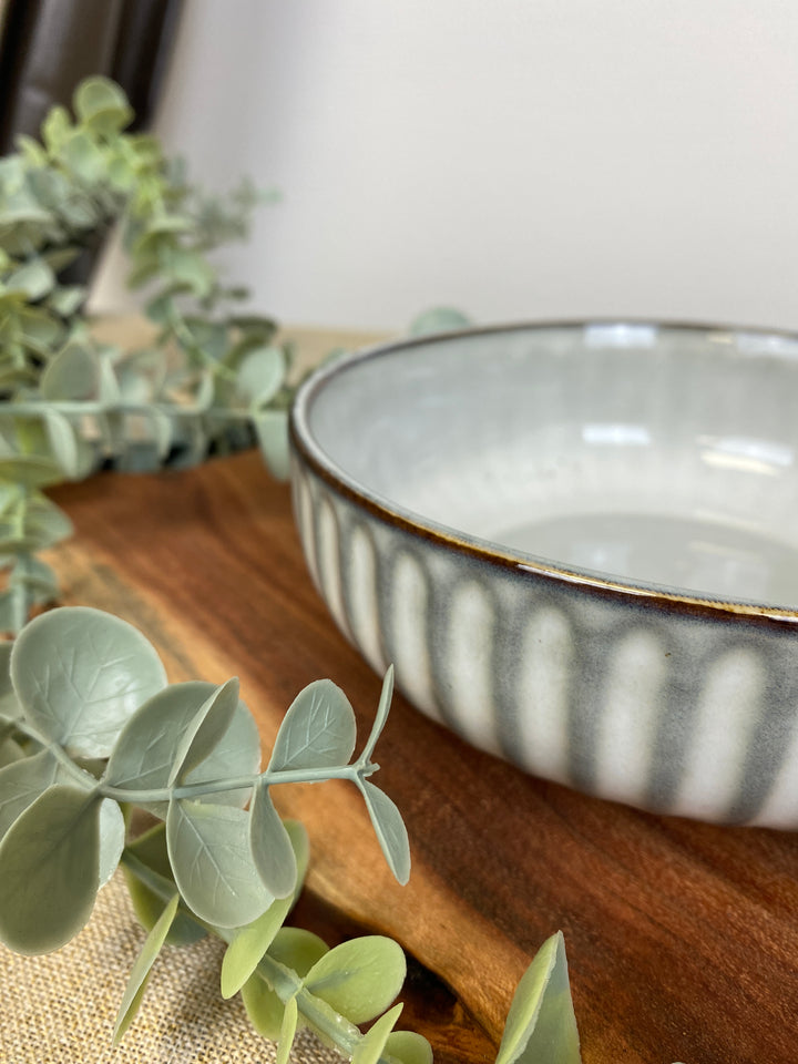 Skål med riller lys grå/mørk grå - Lille