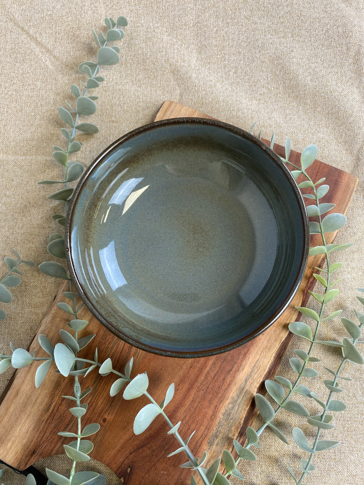 Skål med riller sand mørk grå/brun - Stor