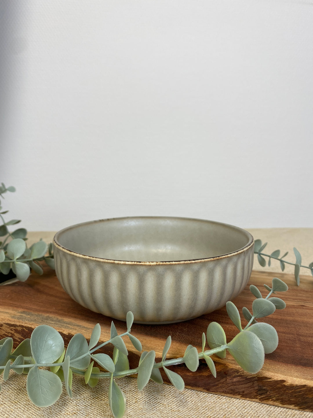 Skål med riller mat brun - Stor