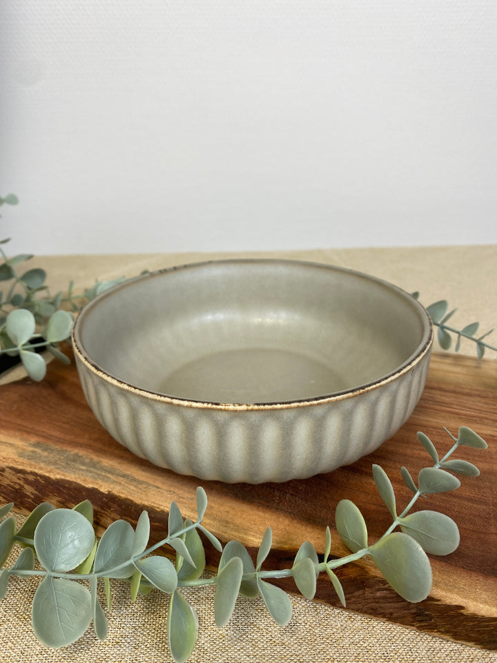 Skål med riller mat brun - Stor