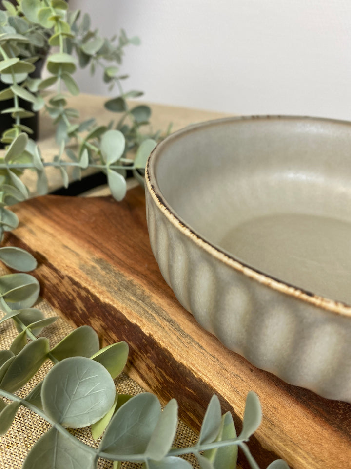 Skål med riller mat brun - Stor