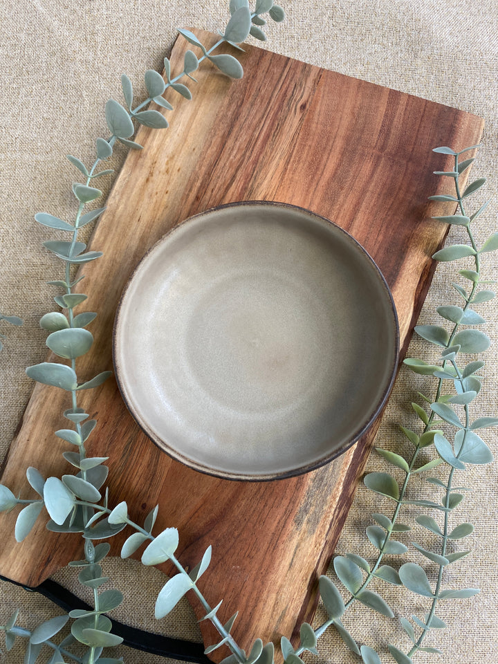 Skål med riller mat brun - Lille