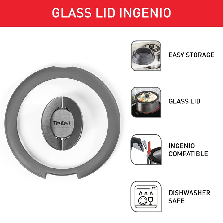 Tefal - Ingenio glaslåg 16+18+20 cm 3 stk.