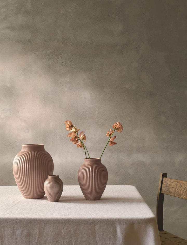 Knabstrup - Vase H 20 cm ripple mat dusty rose
