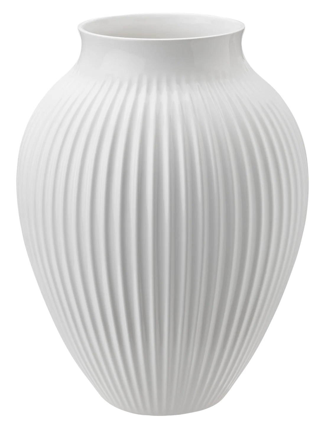 Knabstrup - Vase med riller i hvid 36,5 cm