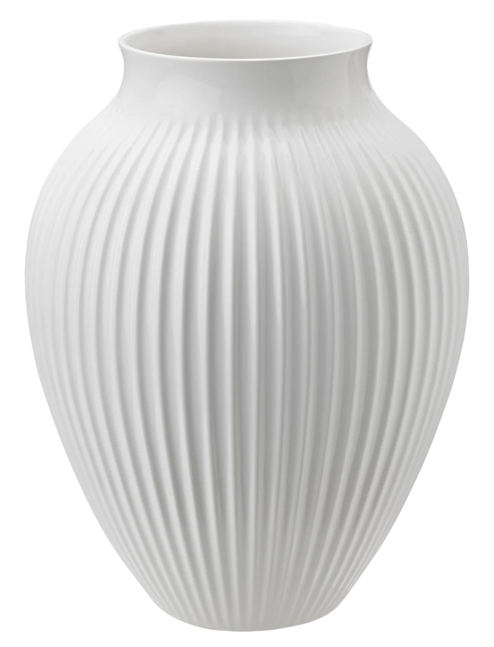 Knabstrup - Vase med riller i hvid 36,5 cm