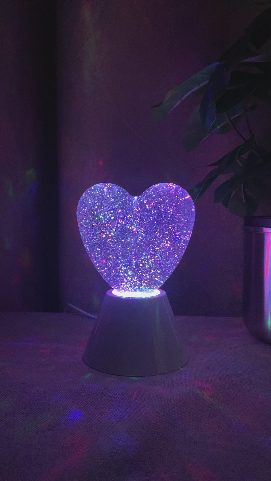 Hjerte glitterlampe 11x10x15 cm