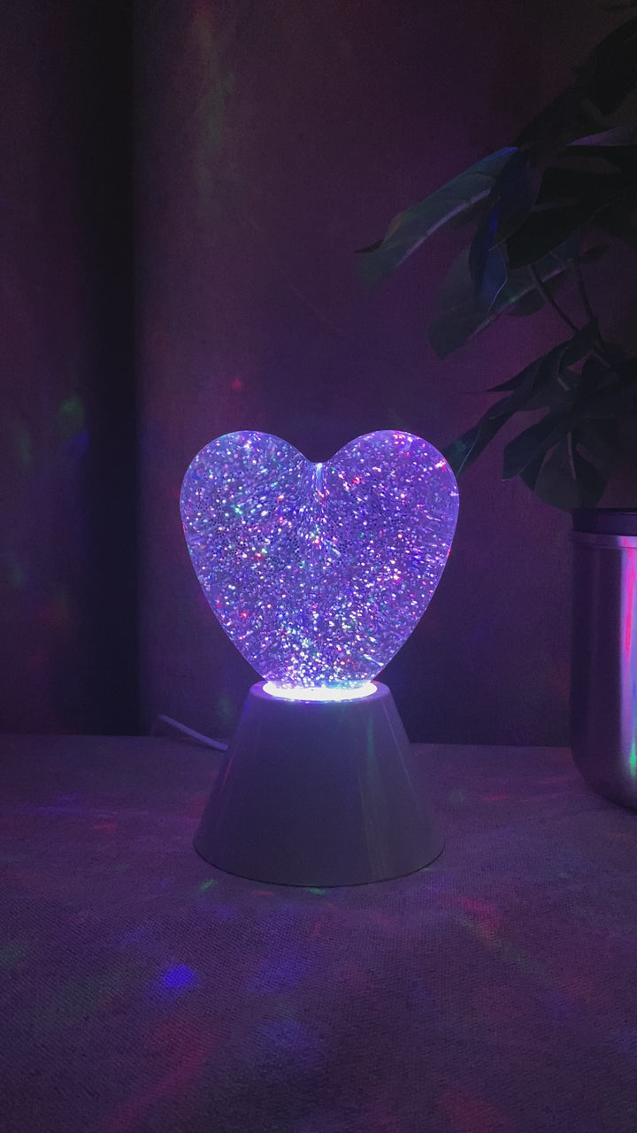 Hjerte glitterlampe 11x10x15 cm