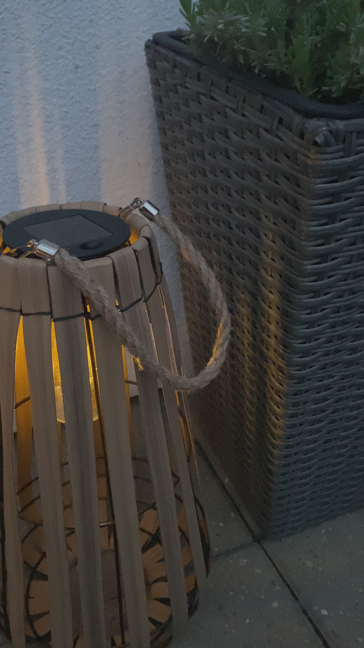 Solcellslykta med glödlampa - 42 cm i brunt