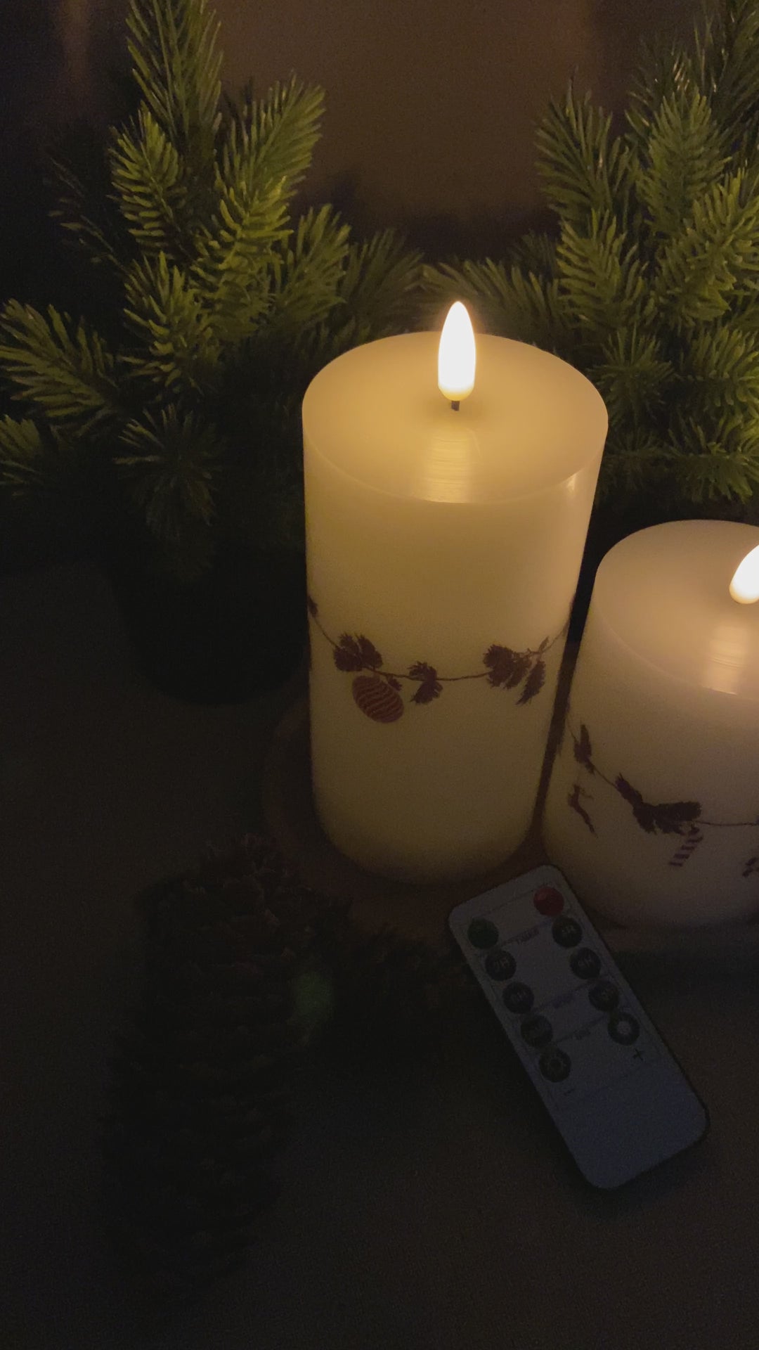 LED vokslys 3 stk. juleguirlande - med fjernbetjening