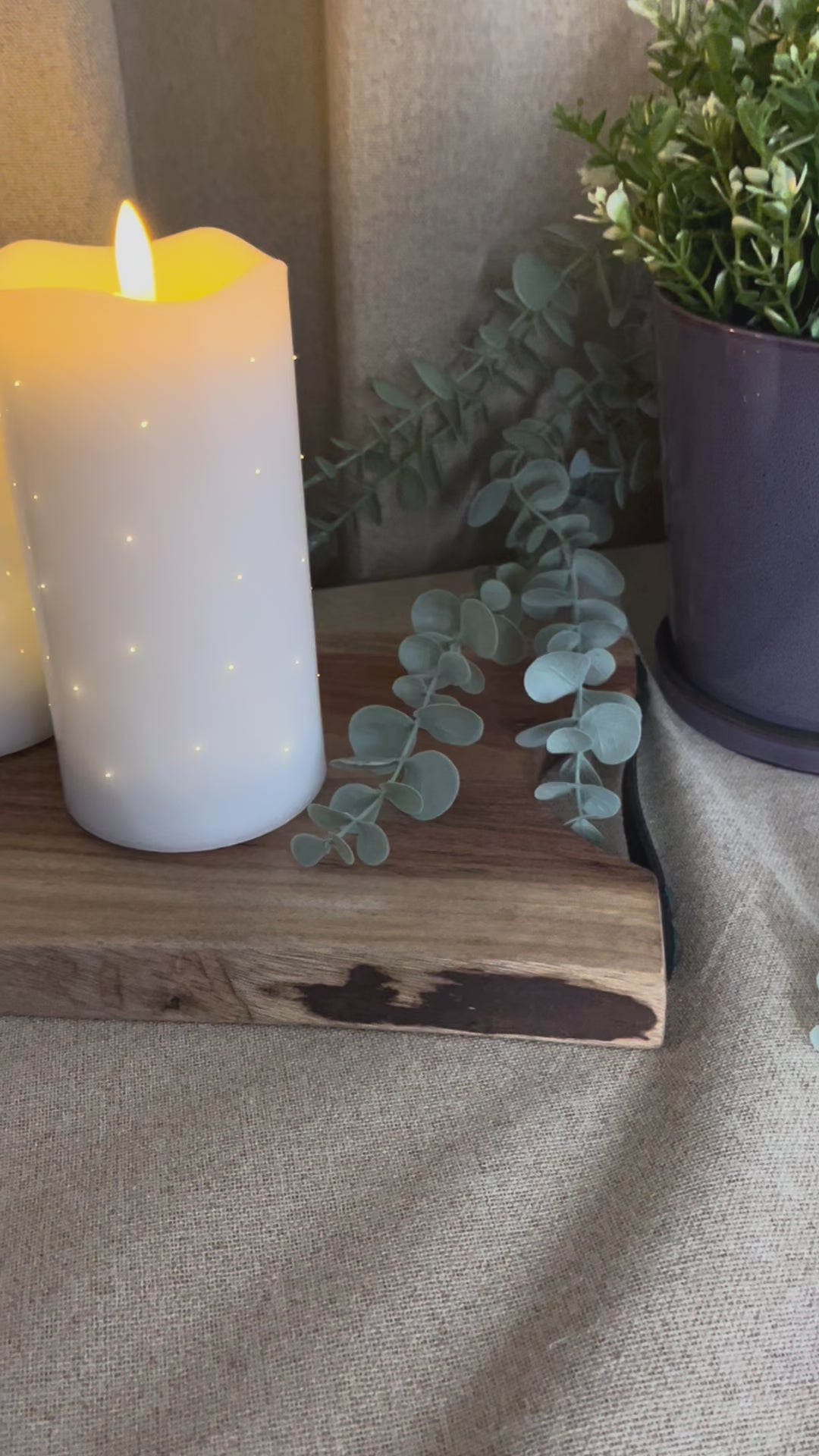 LED bloklys - Twinkle plast hvid - lille