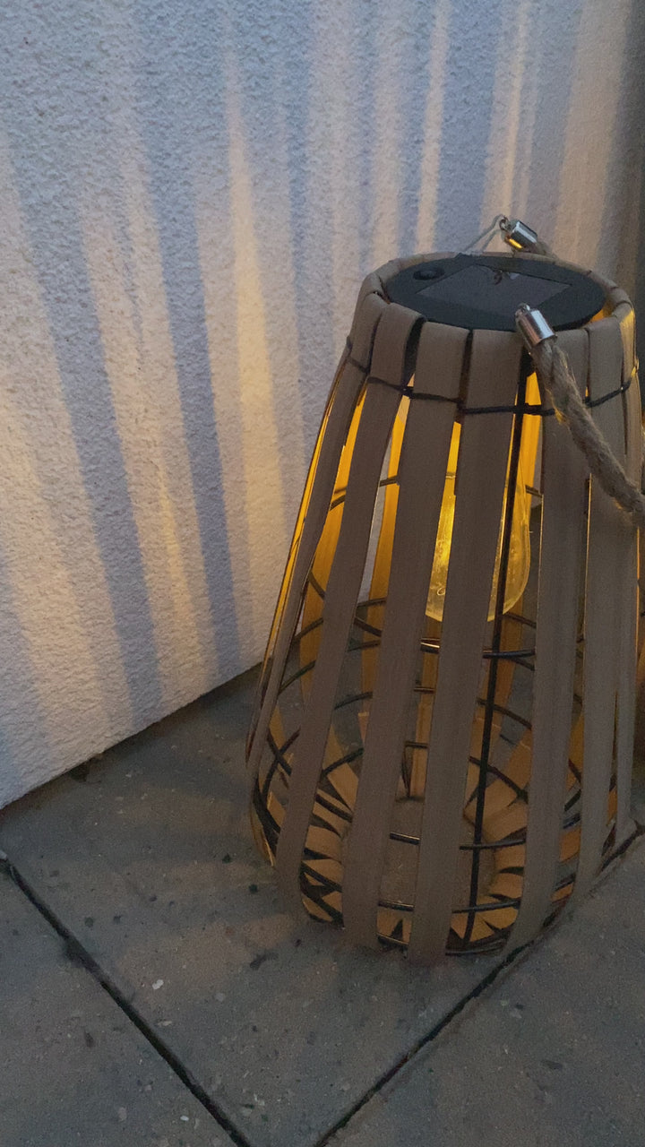 Solcellslykta med glödlampa - 33 cm i brunt