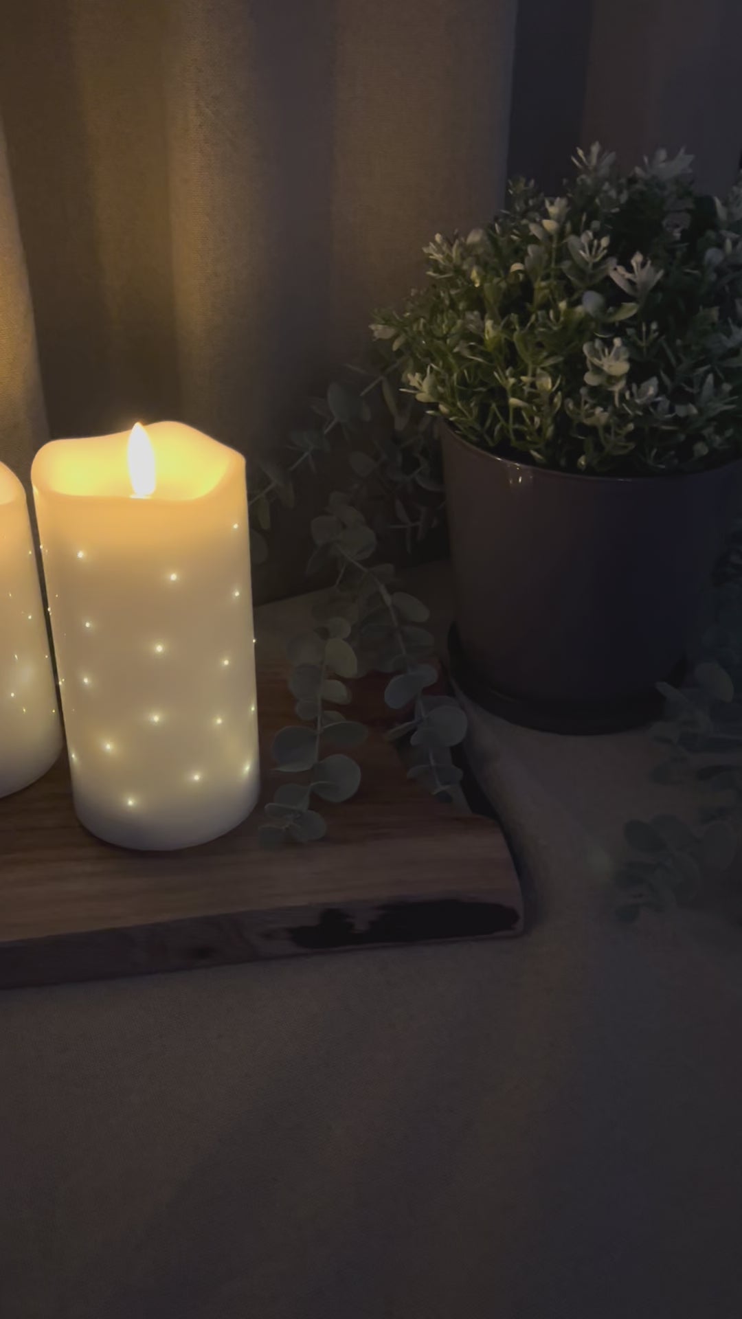 LED bloklys - Twinkle plast hvid - lille