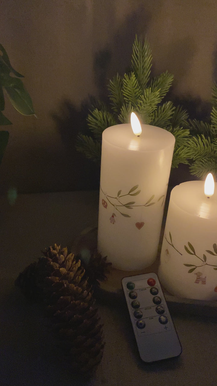 LED vokslys 3 stk. mistelten - med fjernbetjening