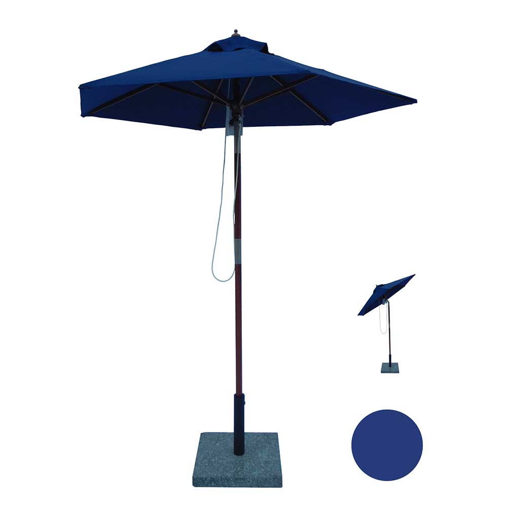 Hoffmann - Parasol Venedig træ Ø 1,8 M - Blå