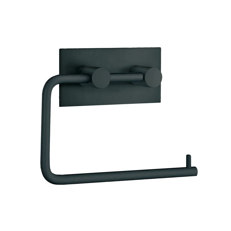 Beslagsboden - Selvklæbende toiletpapirholder - Mat sort - Rustfrit stål