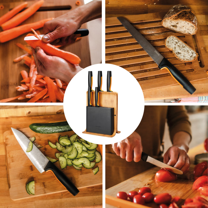 Fiskars - Functional Form - Knivblock med 5 knivar - Bambu FSC
