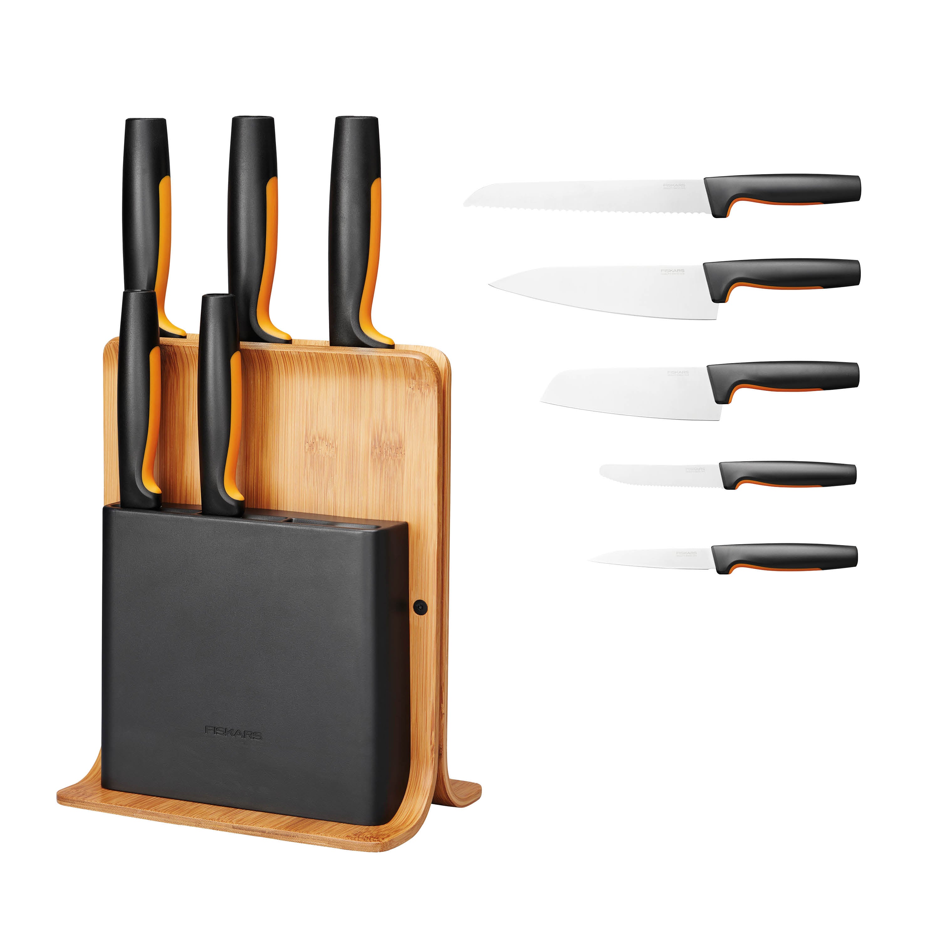 Fiskars - Functional Form - Knivblock med 5 knivar - Bambu FSC