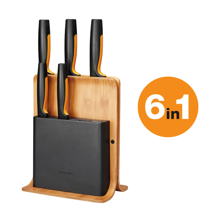 Fiskars - Functional Form - Knivblock med 5 knivar - Bambu FSC