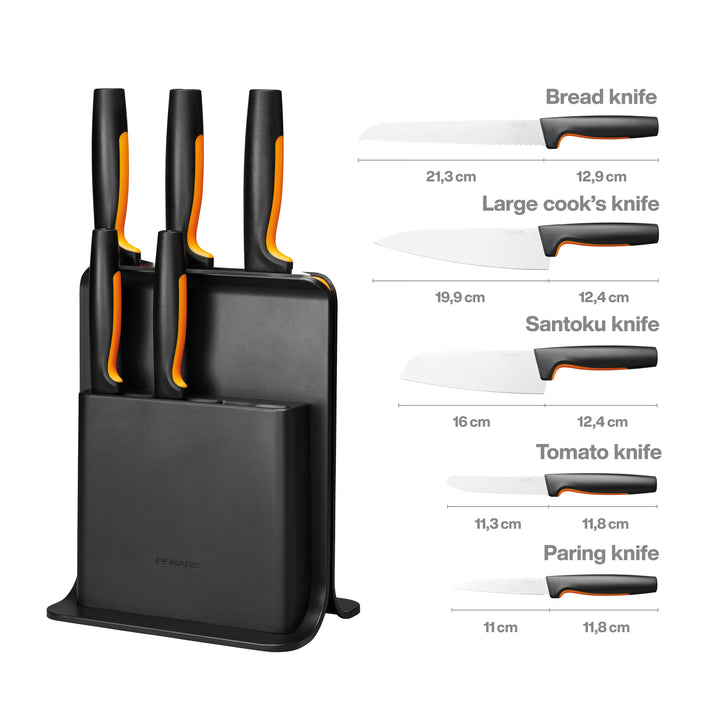Fiskars - Functional Form - Knivställ med 5 knivar - Svart