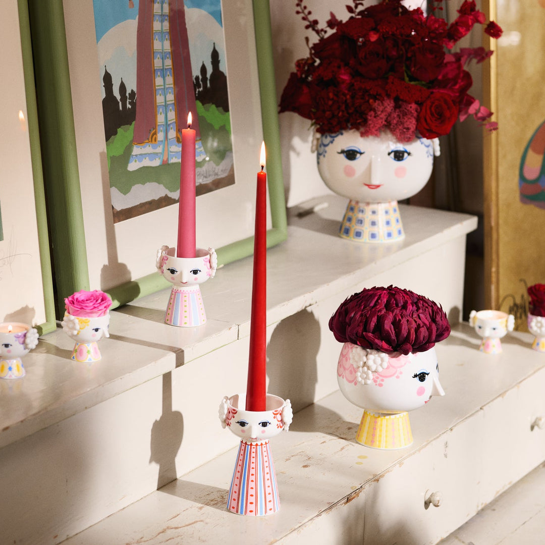 Bjørn Wiinblad - Eva Lysestage H14 cm støvet rød