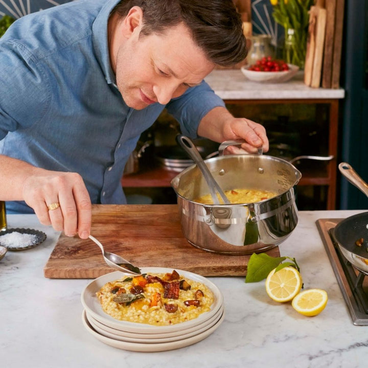 Jamie Oliver grydesæt stål med hældetud 6 dele