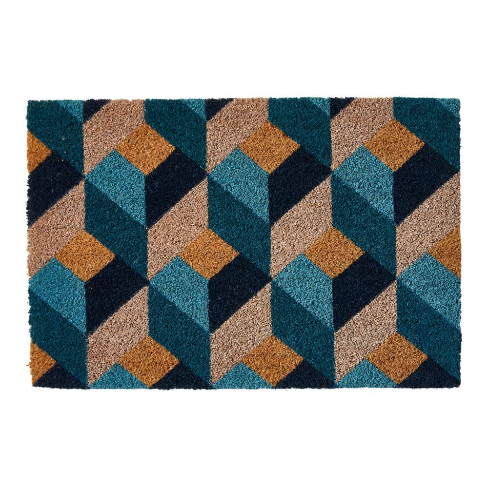 Dörrmatta 40x60 cm kokosgrön/blå mönster