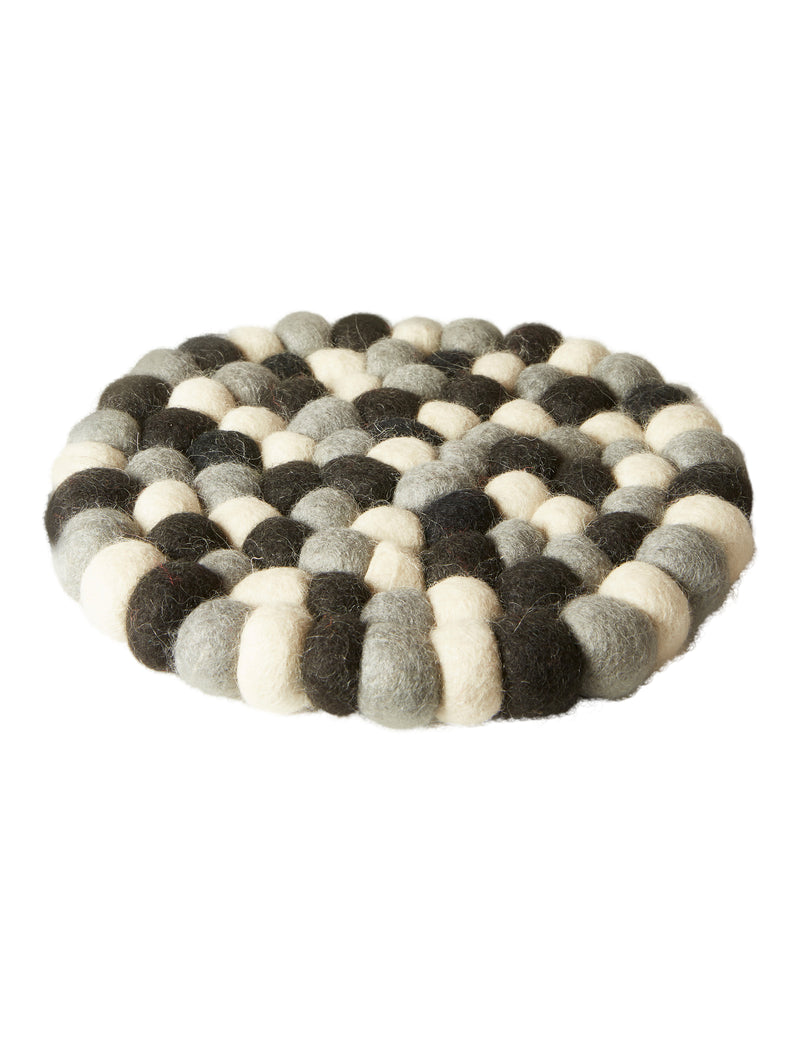 Underlägg ull - Ø20 cm multi svart/grå/natur