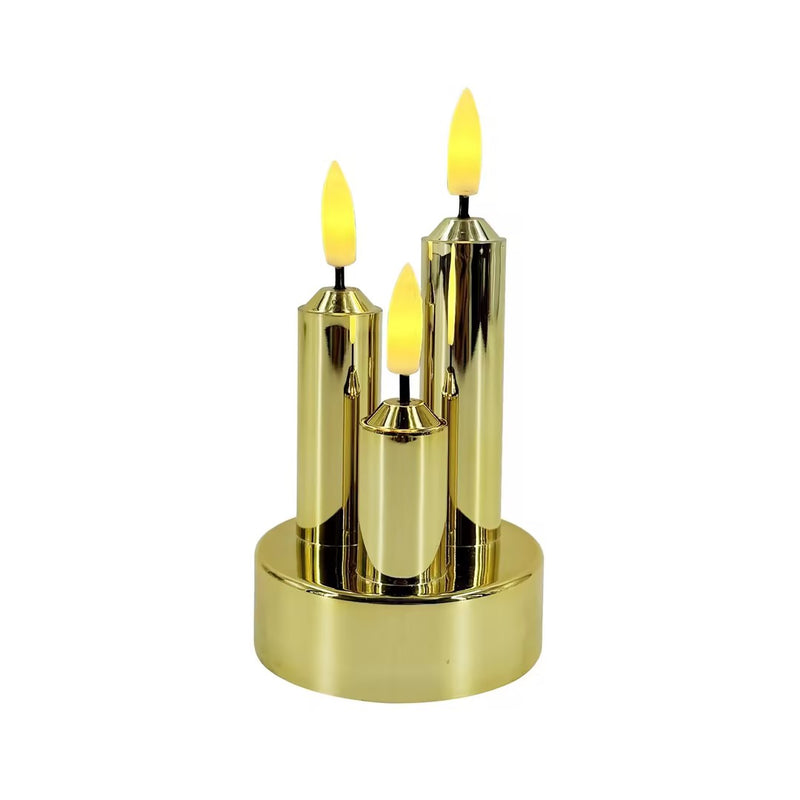 LED-Kerze mit 3x 3D-Flamme 2xAA 7,5x14 cm