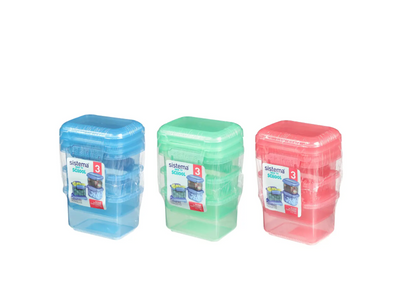 Sistema - Madboks 400ml Rectangular Lunch 3 Pack ass. farver