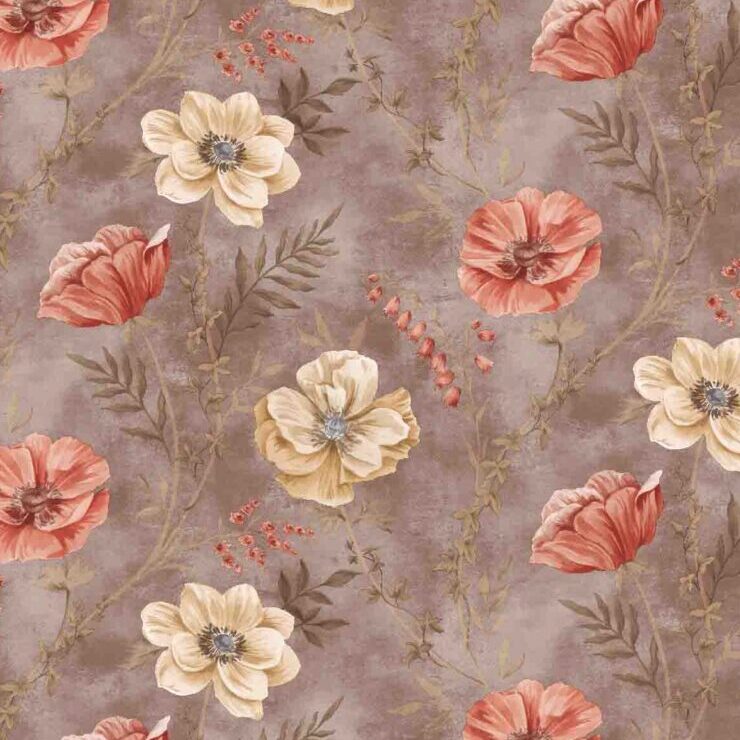 Vaxduk med rosor i beige - 140 cm x 20 m