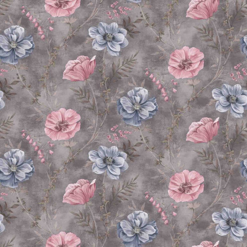 Voksdug med roser i lilla - 140 cm x 20 m