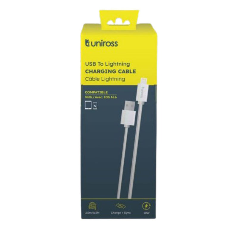 Uniross - USB-A To Lightning kabel 2 m