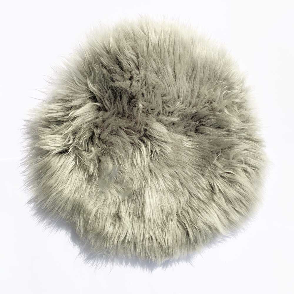 Lädersits Ø 34 cm Nya Zeeland ljusgrå