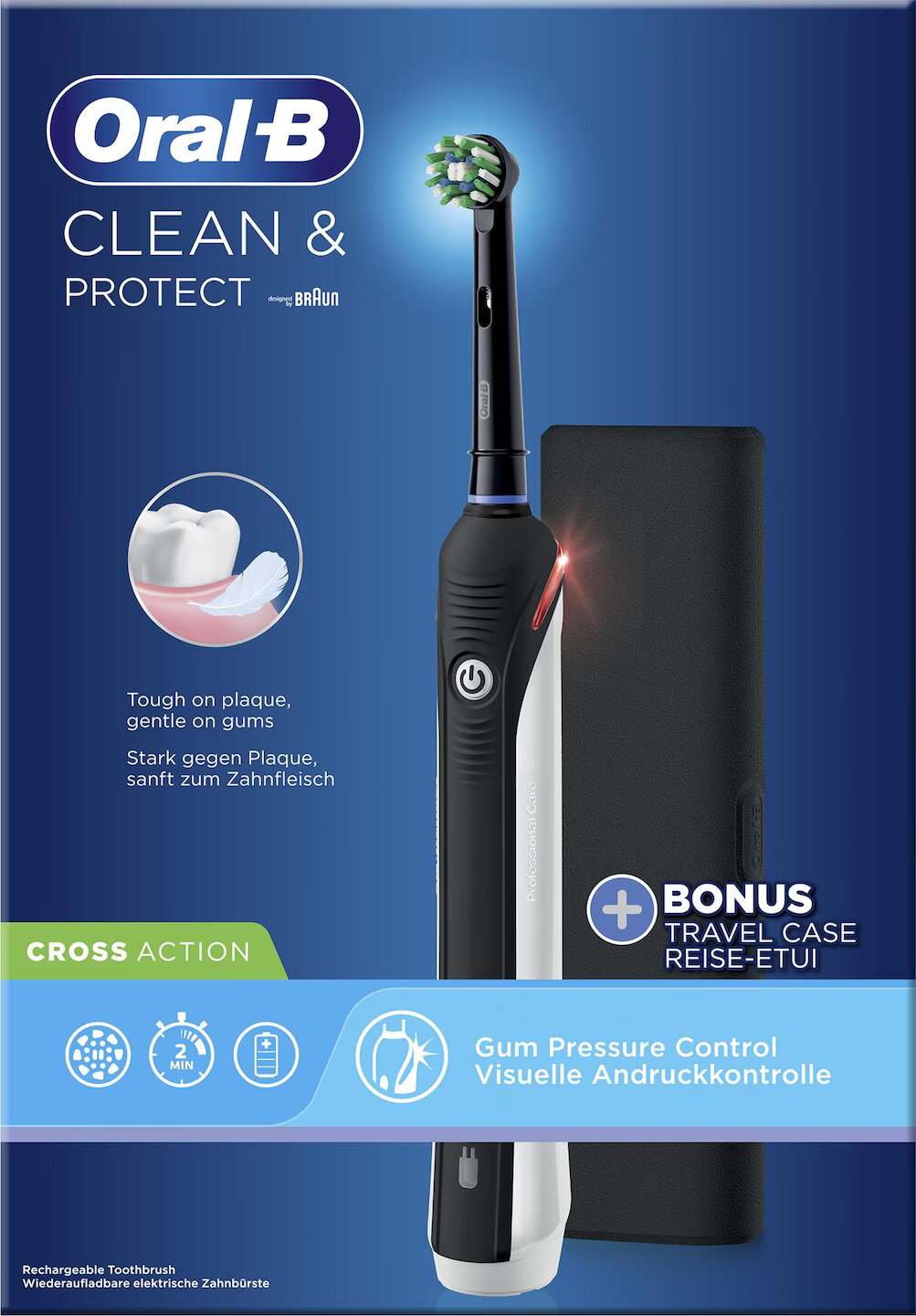 Oral-b Clean & Protect Tandbørste sort med rejseetui