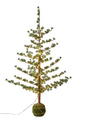 Zedernholz mit Lichterkettenadapter und Kugelfuß, Höhe 120 cm, grün