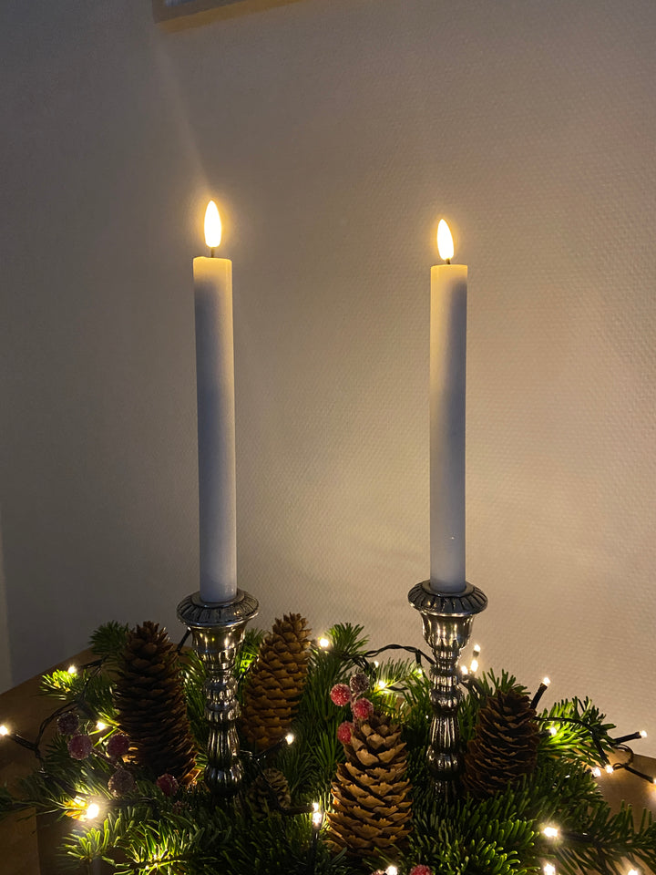 Conzept - 2 x Stagelys med 3D flamme Hvid - 22 cm