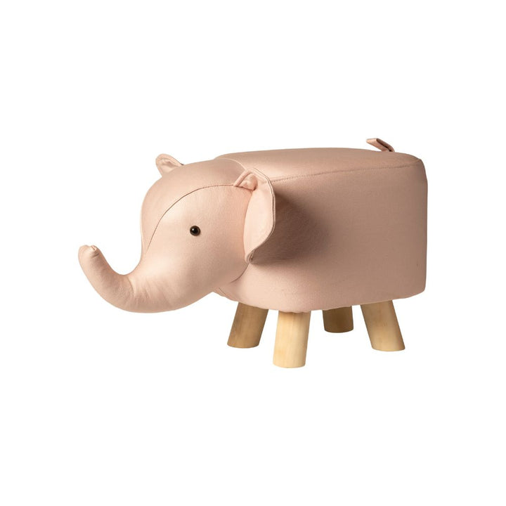 Elefantenhocker mit Holzbeinen, 50 x 25 x 30 cm, PU-Rosa