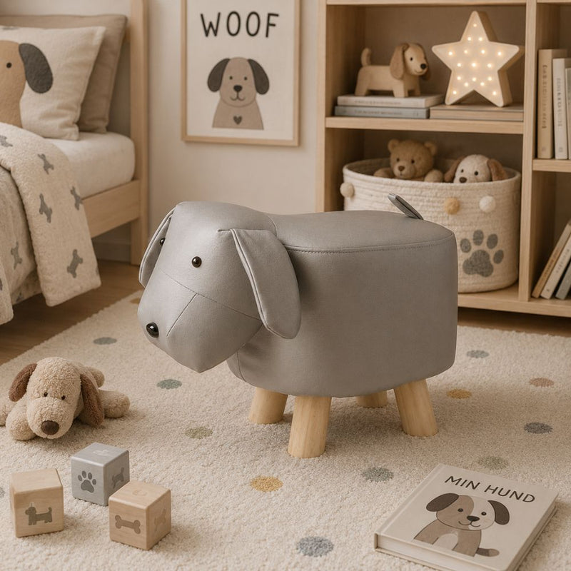 Hundehocker mit Holzbeinen 45x25x30 cm PU grau