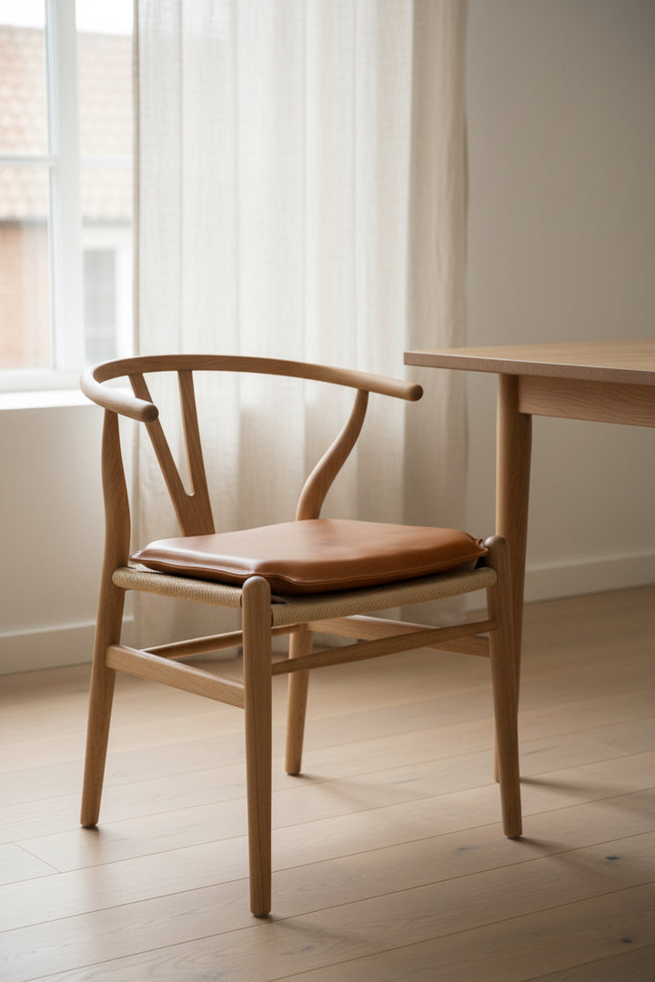 Sitzkissen für Y-Stuhl – Büffelleder – Cognac