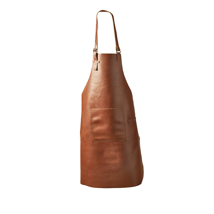 Förkläde med ficka B65xL90 cm läder cognac
