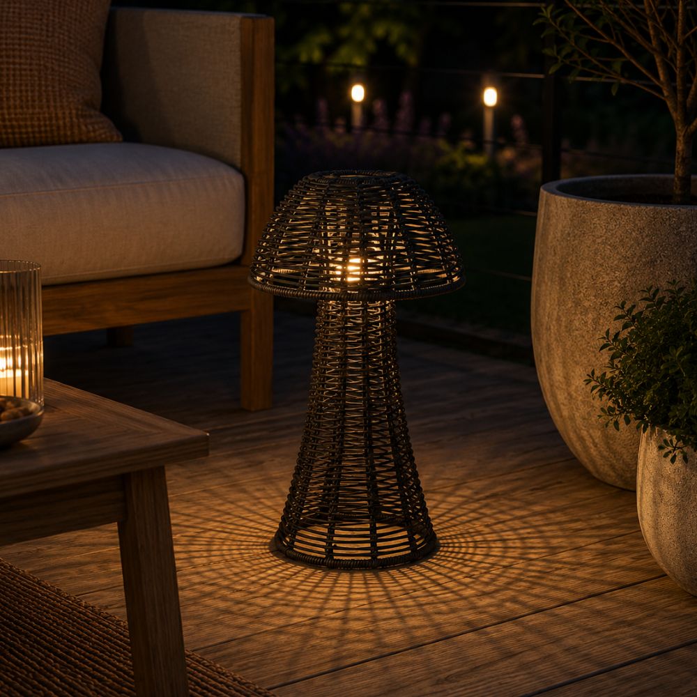 Solar lanterne mushroom stor - sort
