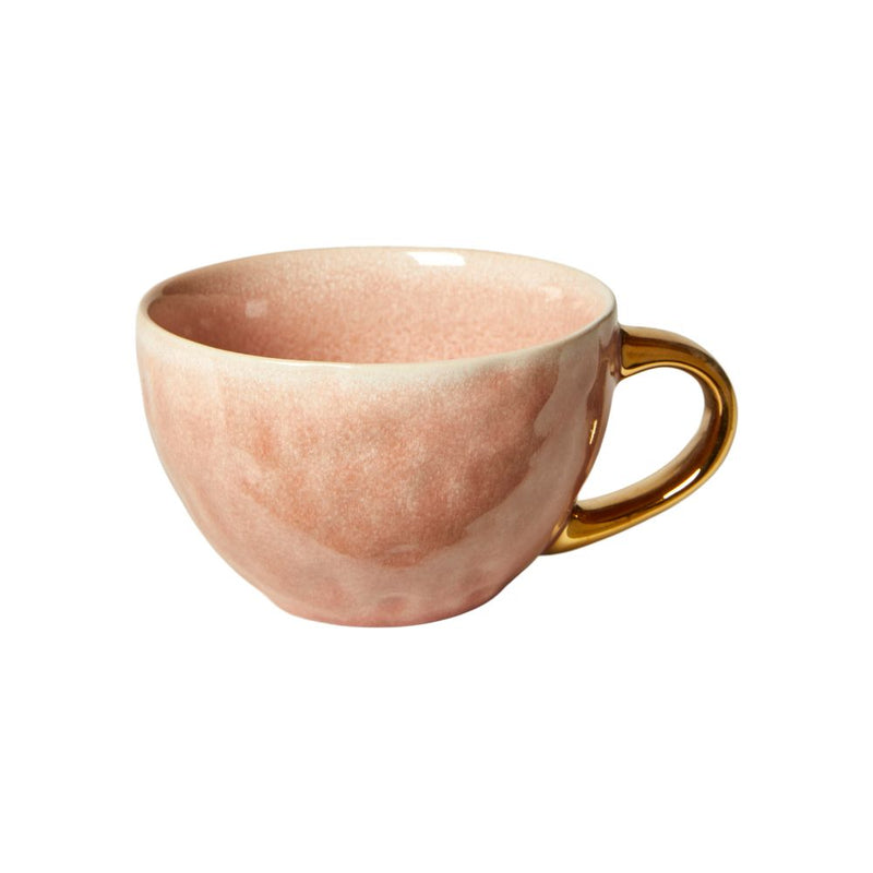 Mugg i rosa med guldfärgat handtag - D10,2x9,2 cm