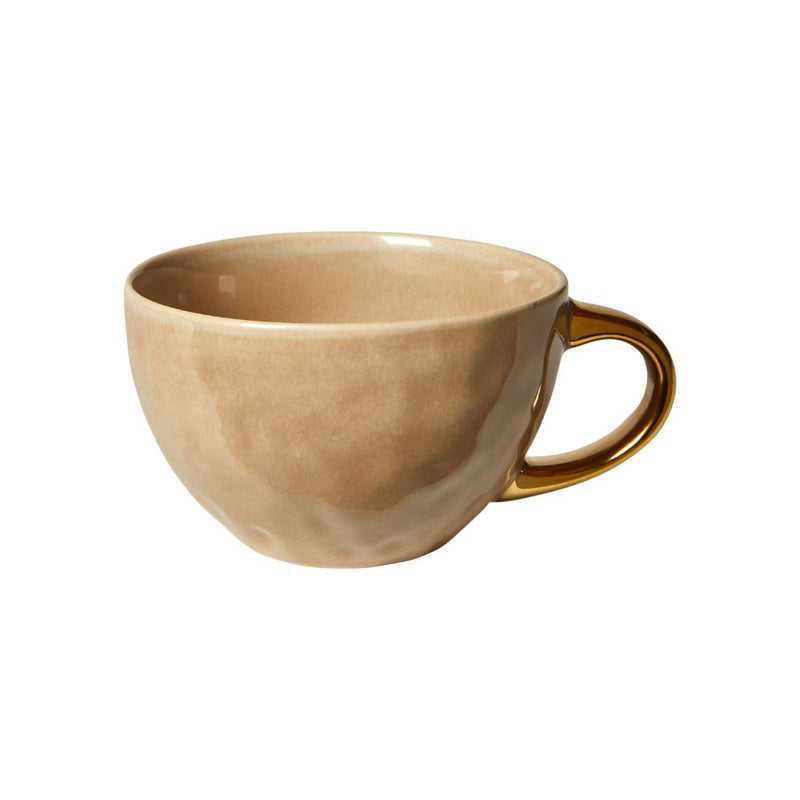 Mugg i beige med guldfärgat handtag - D10,2x9,2 cm
